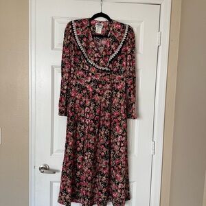 Vintage Lanz Originals Floral Midi Dress Size 6